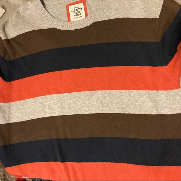 Old Navy 100% Cotton Striped Sweater in Coral, Navy, Brown, Gray | Holiday 2007 - Picture 7 of 7